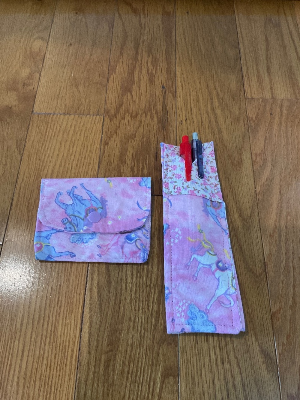 Pink and Purple Unicorn Snap Pouch and Pen Keeper